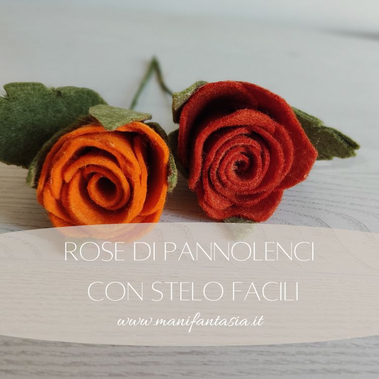 rosa di pannolenci con stelo