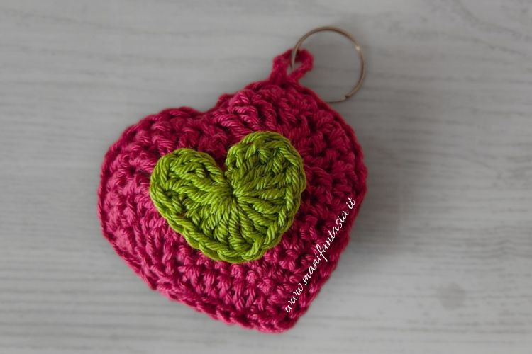 cuore portachiavi uncinetto tutorial