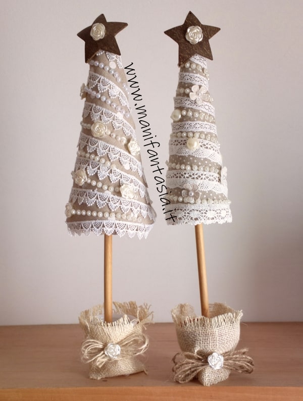 Segnaposto Natalizi Shabby Chic.Alberelli Di Stoffa Decorazioni Natalizie Fai Da Te Manifantasia