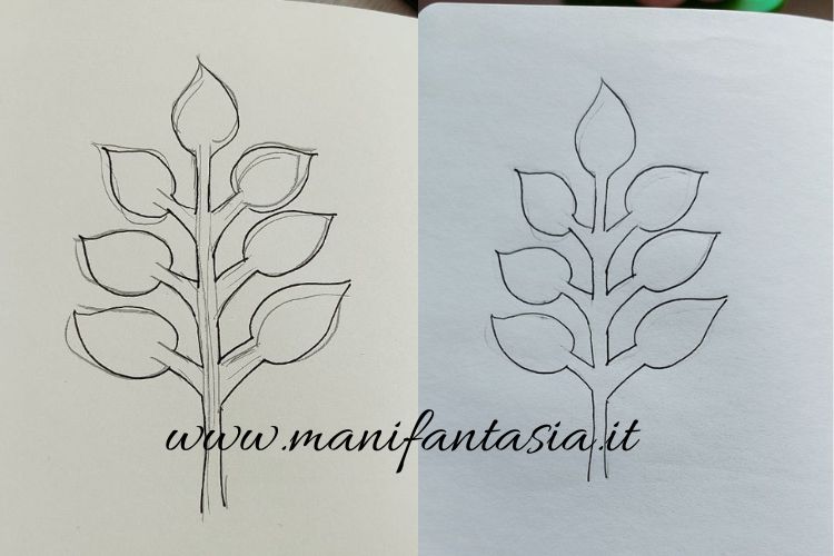come disegnare un ramo di foglie