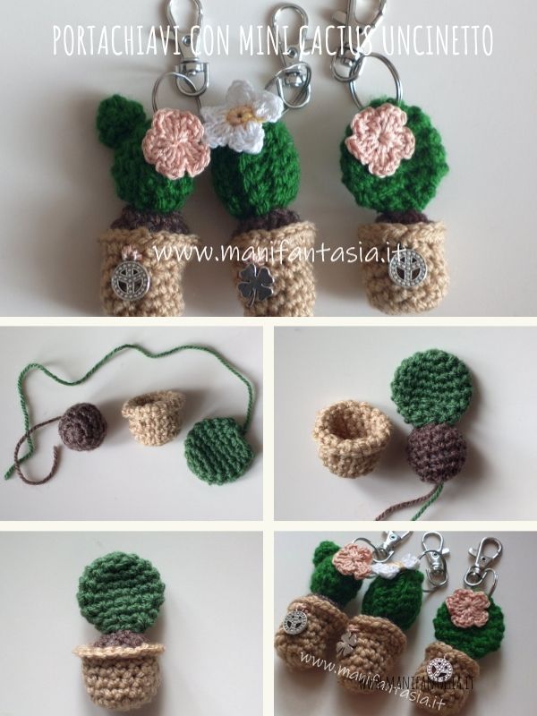 Portachiavi Amigurumi Mini Cactus Schema E Spiegazioni Manifantasia