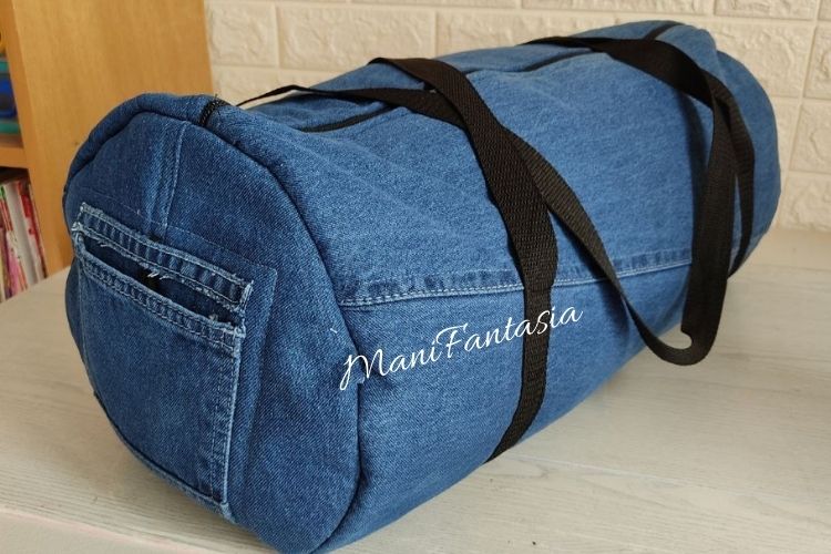 idee riciclo jeans-borsone viaggio
