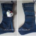 calza della befana realizzata con vecchi jeans