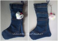 calza della befana realizzata con vecchi jeans