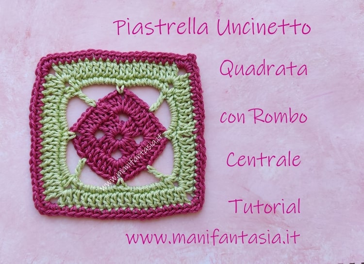 piastrella uncinetto con rombo centrale schema