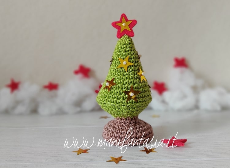 mini alberi di natale all'uncinetto segnaposto decorazioni