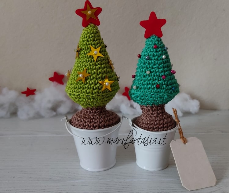 mini alberi di natale uncinetto idee regalo