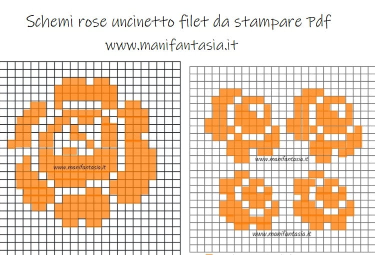 rose uncinetto filet da stampare