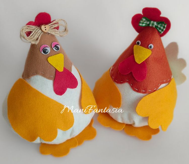 pupazzi gallina e gallo pannolenci